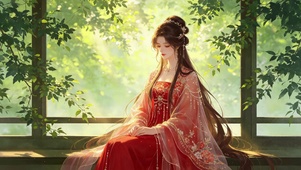 古风红装美女