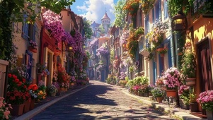 和煦阳光鲜花童话小镇