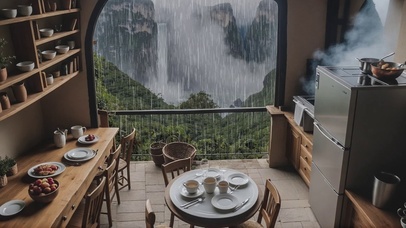 【雨景】悬崖上的厨房
