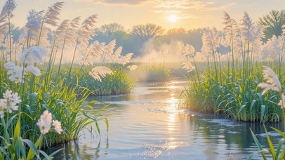 暖阳下的芦苇丛