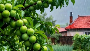 护眼雨天树木带鱼屏