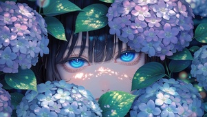 绣球花女孩高清4k
