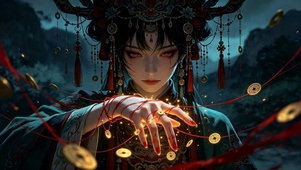 国风古风暗黑占卜神女