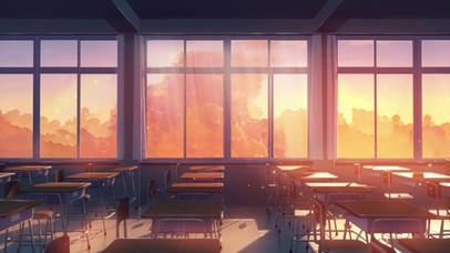 黄昏中回忆的教室