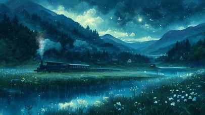 夜景树木绿景