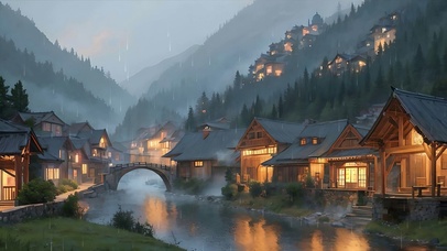 雨夜山村 