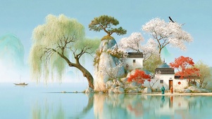 国风 世外湖上闲居