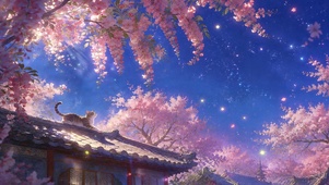 檐猫拾春光-无缝循环