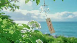 海蓝，绿意，风铃，闪闪发光