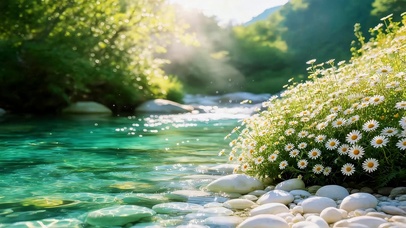 河流边鲜花