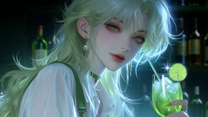 清凉青柠氛围感绿发美少女