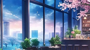 樱花树木房间带鱼屏