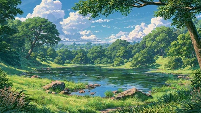 夏日风景湖泊