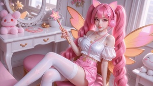 可爱粉色头发少女