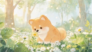清晨的小柴犬