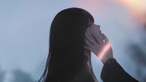 清纯少女抚脸