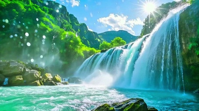 唯美山间瀑布4K