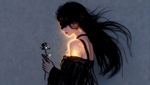 暗调侧影蒙眼少女