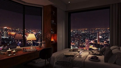 夜晚城市卧室