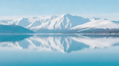 清新静谧雪山湖泊