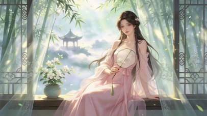 竹林古风美女