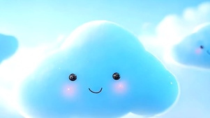 简约小清新云朵带鱼屏