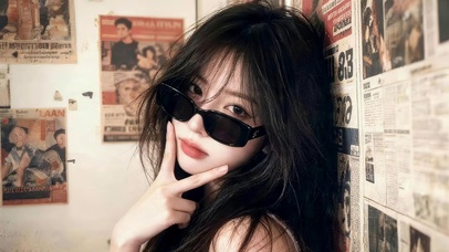 治愈墨镜女孩