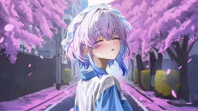 樱花雨巷温柔少女