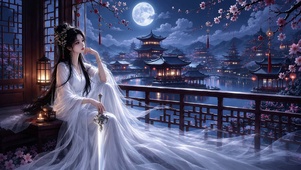 古风月下美女