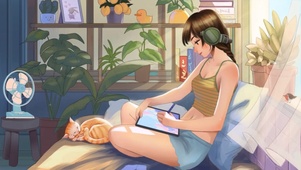 午间少女绘画