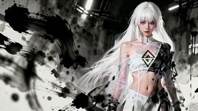 水墨白发银华纯欲清纯少女氛围感