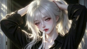 逆光银发甜酷美少女