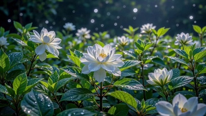 雨后清新白色花田
