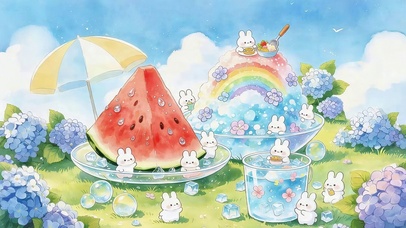 夏日西瓜小兔