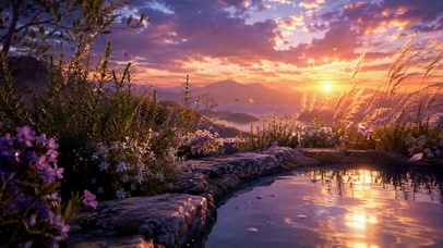 夕照花池