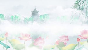 荷花荷叶垂柳白鹤高飞唯美古风