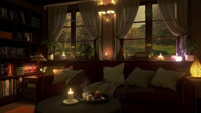 唯美雨天夜晚房间