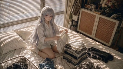 银发二次元美少女的温馨卧室