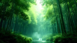 绿色护眼幽深竹林
