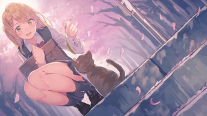 逗猫的女孩