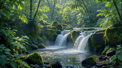 清幽森林溪流治愈风景