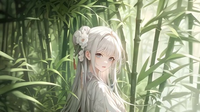 古风竹林少女