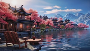 江南水乡湖边美景