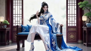 一袭青色锦衣的国漫美女萧熏儿