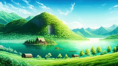 清新山水绿色壁纸