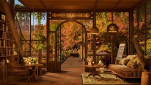 秋季落叶咖啡馆