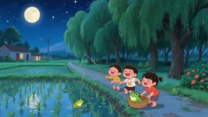儿时仲夏钓青蛙
