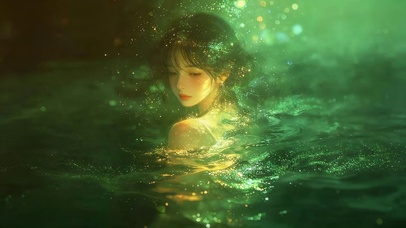 水面可爱女孩