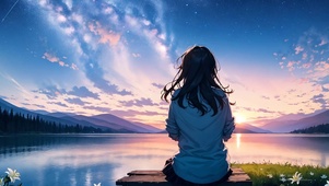 对流星许愿的女孩