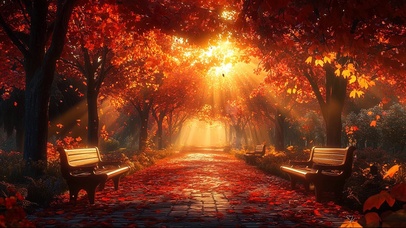 日出秋日城市公园